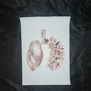 NWOT Floral Lungs Medical Canvas Picture